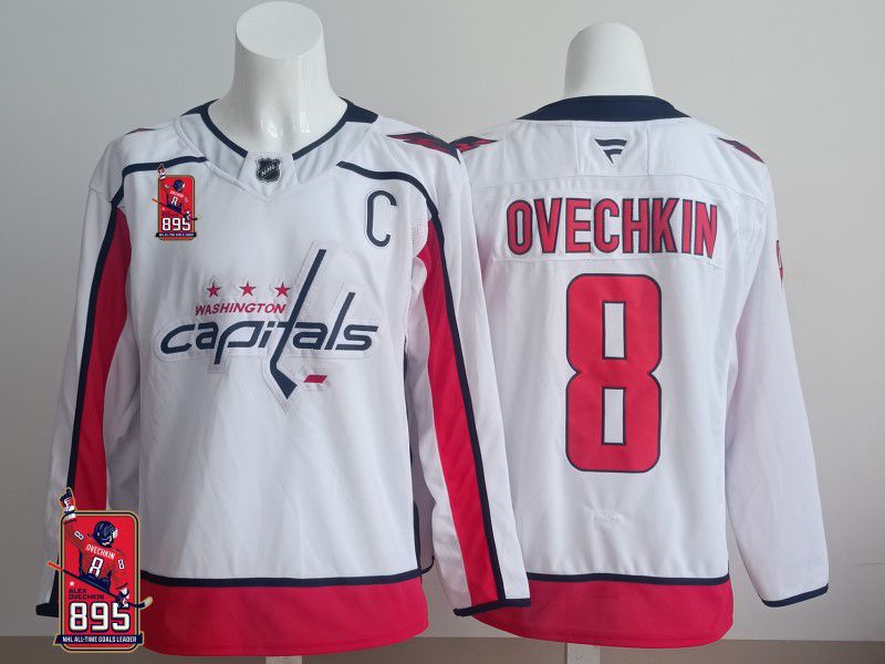 Men 2025 Washington Capitals #8 Ovechkin White Fanatics Home Premium NHL Jersey style 3
